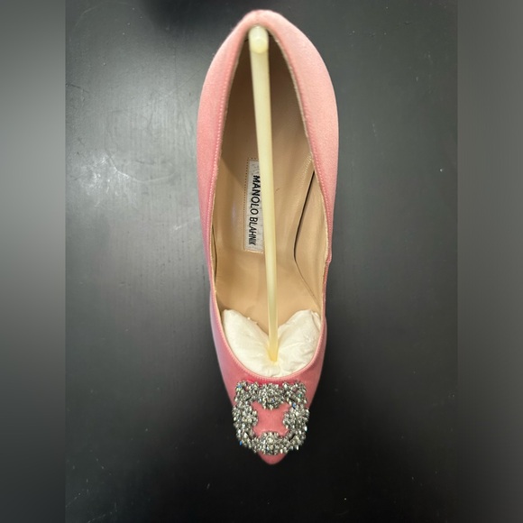 Manolo Blahnik Hangisi 105mm Satin Pink Pump 39.5 - Picture 9 of 16
